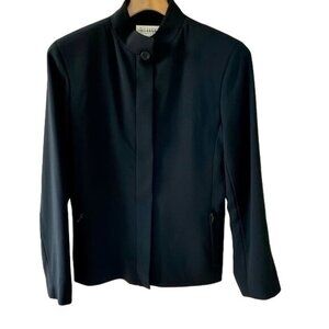 Juliana Collezeione Womens Black Zip Up Wool Jacket Blazer sz 6 Stand Up Collar